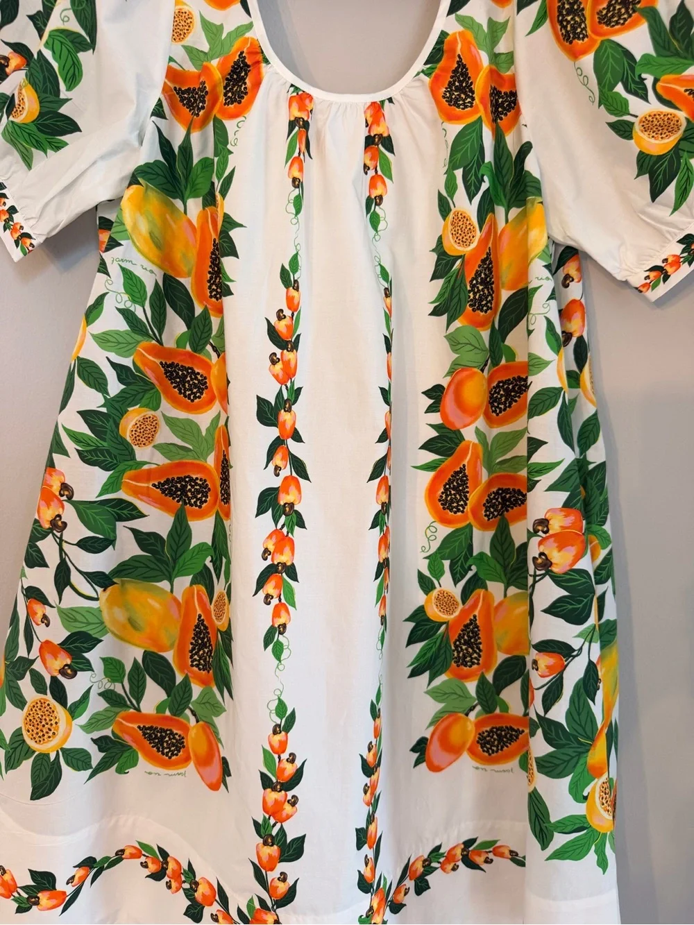 FARM Rio White 100% Cotton Dress w Tropical Fruit Print, NWT Recent Collection! - Picture 6 of 10
